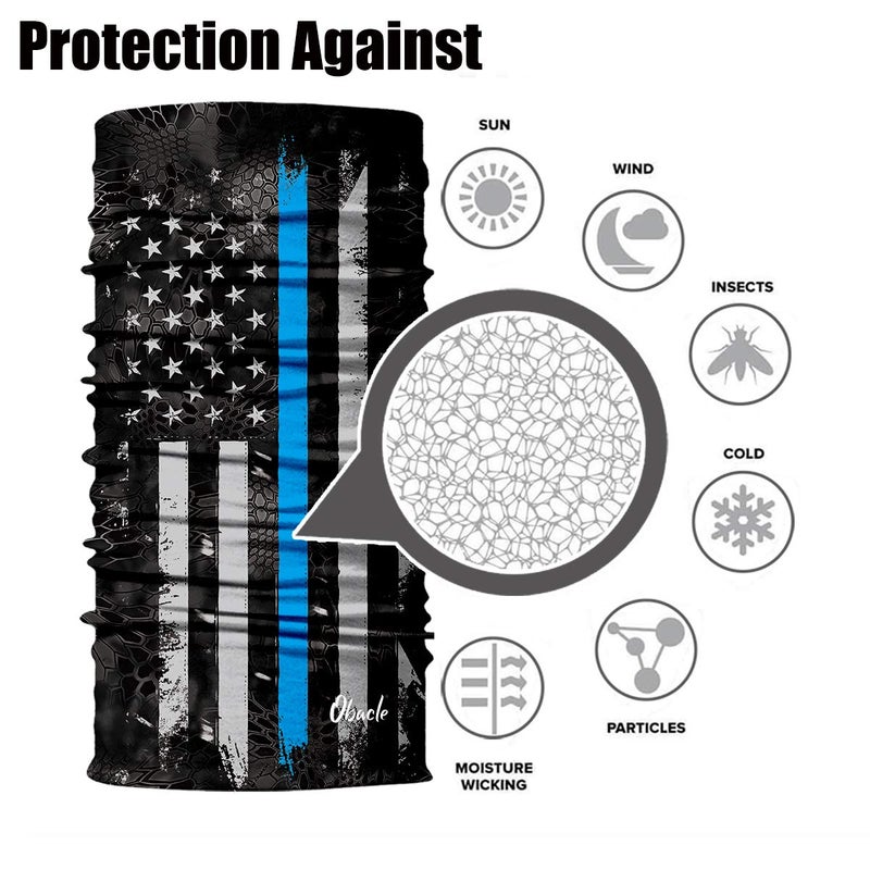 Obacle Bandana Face Mask for Dust Wind Sun Protection Seamless Bandana Mask Men Women Festival Fishing Hunting Riding Work Outdoor Running Tube Mask Neck Gaiter (US Flag 1 Blue Line) - Image 3